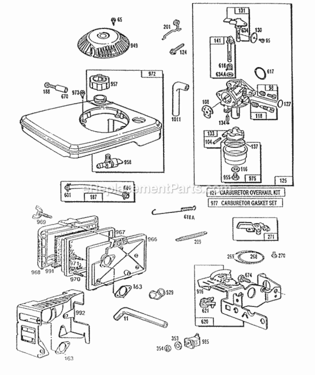 Fueltank AssyACCarburetor Diagram and Parts List for 090782-0140-01  Briggs and Stratton Engine